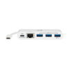 Tripp Lite series 3-Port USB-C Hub - USB 3.x (5Gpbs) Hub Ports, Gigabit Ethernet, 60W PD Charging, White
