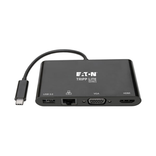 Tripp Lite series USB-C Multiport Adapter - 4K HDMI, VGA, USB 3.x (5Gbps) Hub Port, GbE, HDCP, Black