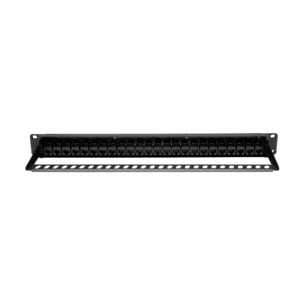 Tripp Lite series 24-Port 1U Rack-Mount Cat5e Feedthrough Patch Panel, RJ45 Ethernet, TAA
