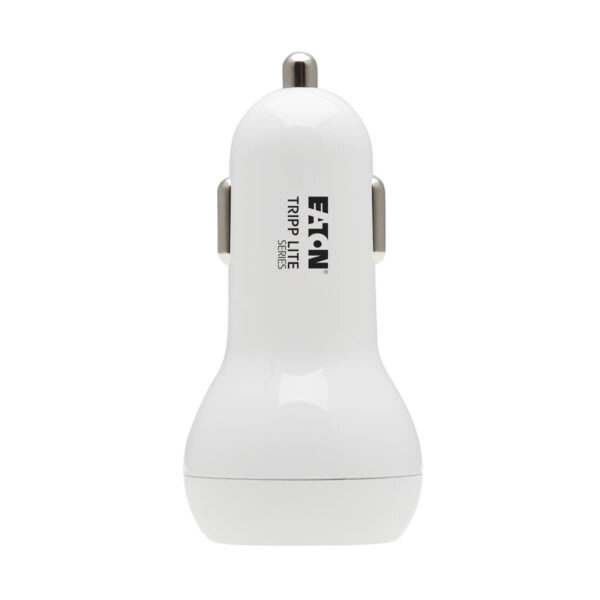e9aa159a05853ba2677129eaf0a02649 Tripp Lite series Dual-Port USB Car Charger - 30W PD Charging, USB-C (18W) & USB-A (12W), USB-C to Lightning Cable, White