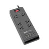 Tripp Lite series 6-Outlet Surge Protector with 4 USB Ports (4.2A Shared) - 6 ft. (1.83 m) Cord, 900 Joules, Black