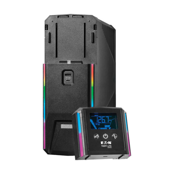 Tripp Lite series 1500VA 900W 120V Pure Sine Wave Gaming UPS Battery Backup - LCD, AVR, RGB LEDs, USB Charging, Power Saving