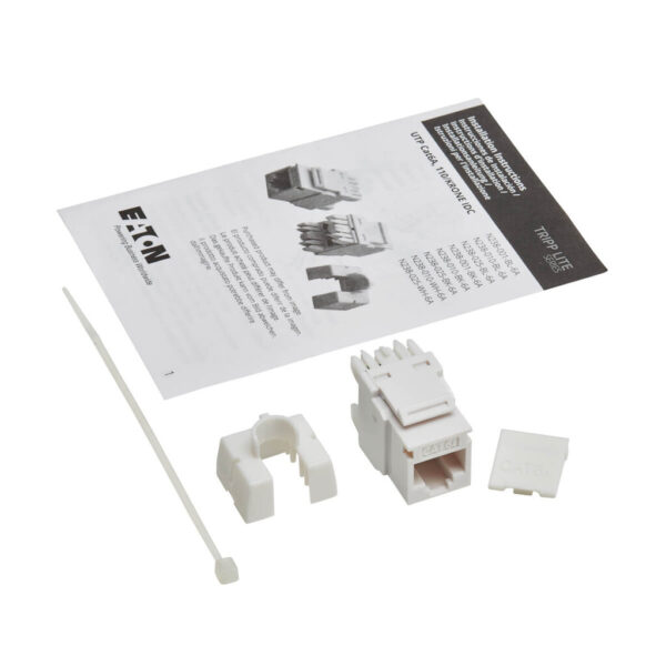 eb87efae35952878466c031c0a3f0691 Tripp Lite series Cat6a Keystone Jack - 4PPoE Compliant, 110/Krone, 568A/B, RJ45 Ethernet, White, TAA