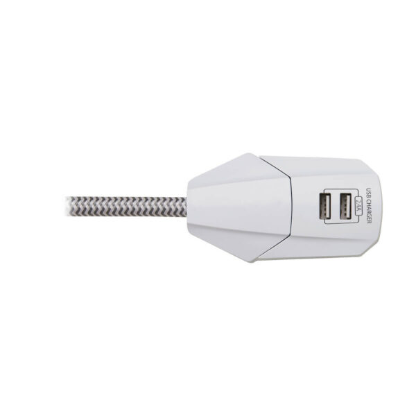 Tripp Lite 7-Outlet Surge Protector, 6 on Strip + 1 on Detachable Charger Plug, 2 USB (2.4A Shared), 900 Joules, 6 ft. Cord, 5-15P, White - TLP616USB