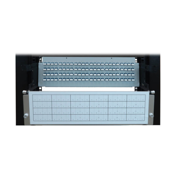 Tripp Lite series Preloaded Fiber Patch Panel, 3U - 24x (12F MTP/MPO-APC to 4x LC Duplex F/F) 8F Trunk Cables, OS2 Singlemode, 10 m (32.8 ft.)