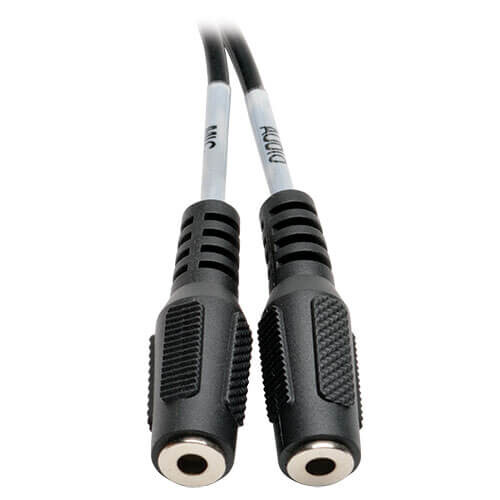 Tripp Lite series 3.5 mm 3-Position to 3.5 mm 4-Position Audio Headset Splitter Adapter Cable (2xF/M), 6 in. (15.2 cm)