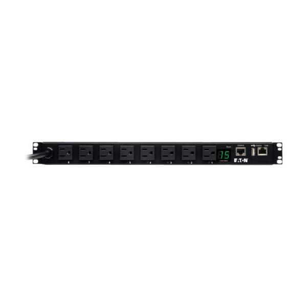 ec7d1fb9b68d25ee5eb6557abb9c5b4d Eaton 1.4kW Single-Phase Switched PDU, LX Interface, 120V Outlets (8 5-15R), NEMA 5-15P, 12 ft. (3.66 m) Cord, 1U Rack, TAA