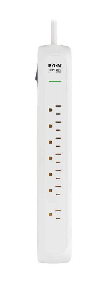 Tripp Lite series Protect It! 7-Outlet Surge Protector - 5-15R Outlets, 1500 Joules, 6 ft. (1.8 m) Cord, White