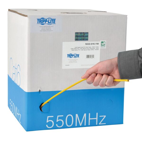 ec951d72a3bbe769139fc1b334fcb2a5 Tripp Lite series Cat6 Gigabit Solid Core UTP PVC Bulk Ethernet Cable, Yellow, 1000 ft. (304.8 m), TAA