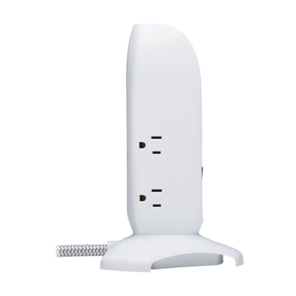 Tripp Lite series 5-Outlet Surge Protector Tower, 3x USB Ports (3.1A Shared), 6 ft. Cord, 5-15P Plug, 1200 Joules, White