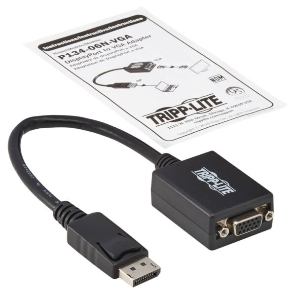 Tripp Lite series DisplayPort to VGA Active Adapter Video Converter (M/F), 6-in. (15.24 cm), 50 Pack