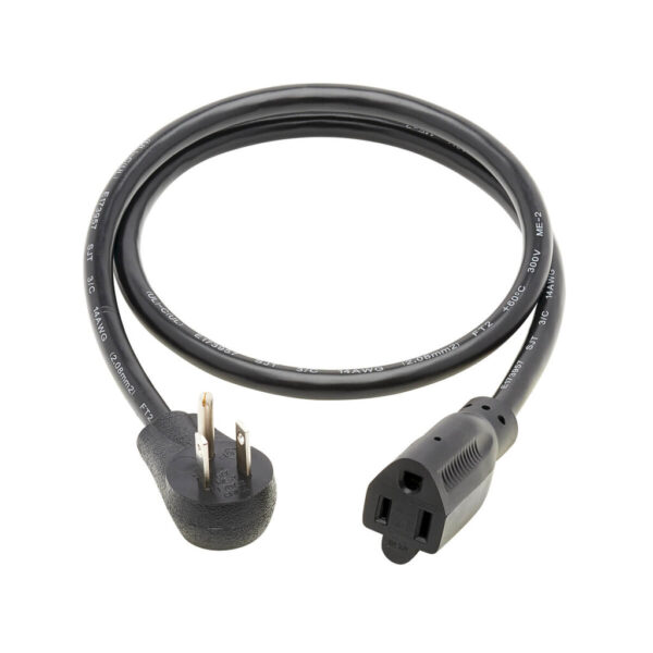 Tripp Lite series Power Extension Cord, Right-Angle NEMA 5-15P to NEMA 5-15R - Heavy-Duty, 15A, 120V, 14 AWG, 3 ft. (0.91 m), Black