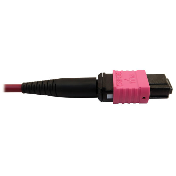 Tripp Lite series 400G Multimode 50/125 OM4 Plenum Fiber Optic Cable, 16F MTP/MPO-APC to MTP/MPO-UPC (F/F), Magenta, 5 m