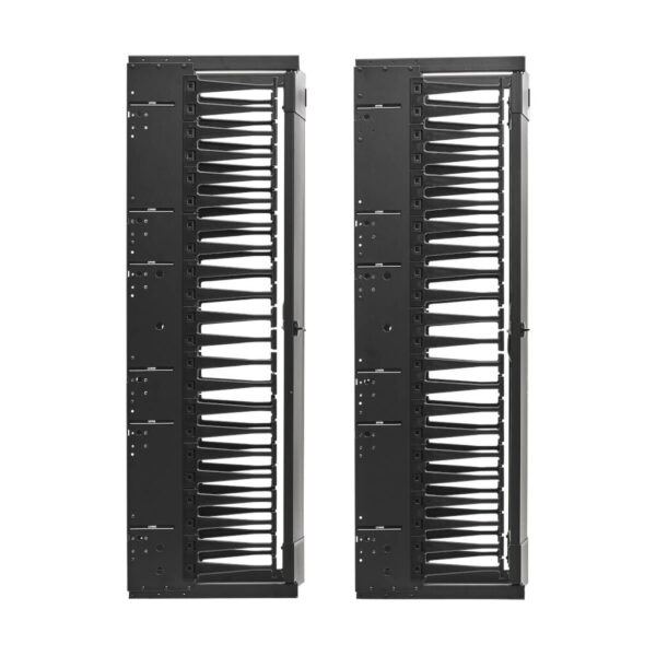 ef574b3eea5ffb4a6d1c8e76efe3d2eb Tripp Lite series High-Capacity Vertical Cable Manager - Deep Double Finger Duct with Cover, Single Sided, 12 in. Wide, Black, 7 ft. (2.2 m)