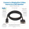 Tripp Lite series Safe-IT DisplayPort to DVI Antibacterial Adapter Cable (DP to DVI-D Single Link M/M), 1080p 60 Hz, Black, 6 ft. (1.8 m)