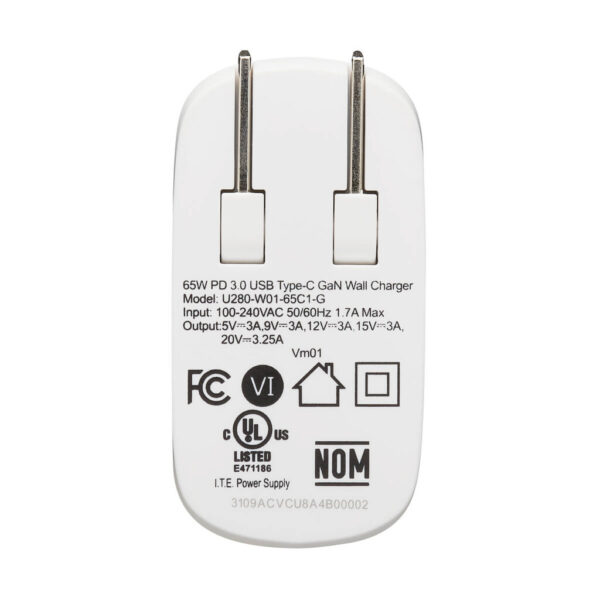 efa03760c5b6800fc07981d14254d26f Tripp Lite series Compact USB-C Wall Charger - GaN Technology, 65W PD Charging, White