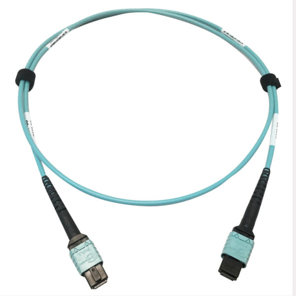 f00eee4863f2db476f6ec5d504f57514 Tripp Lite series 400G Multimode 50/125 OM4 Plenum-Rated Fiber Optic Cable, 24F MTP/MPO-PC (F/F), Aqua, 1 m