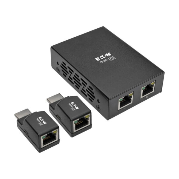f023c290ad96430a4487e0fb387fa74c Tripp Lite series 2-Port HDMI over Cat5/6 Extender Kit, Box-Style Transmitter, 2 Mini Receivers, PoC, Up to 100 ft. (30 m), TAA