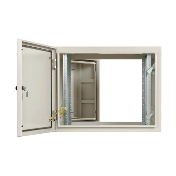 Tripp Lite series SmartRack Industrial Enclosure with Lock - NEMA 4, Wall Mount, Metal Construction, Hinged Back, 32 in. Depth, 9U, Gray