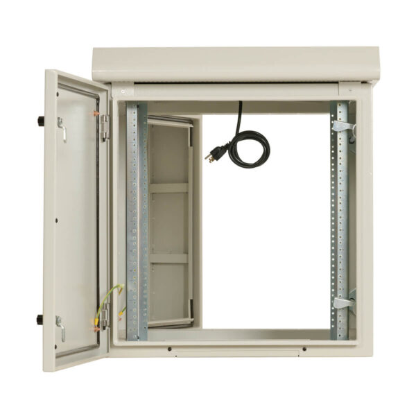 f11035bcf908034ae1ff1a4ff75bf422 Tripp Lite series SmartRack Industrial Enclosure - NEMA 3R, Wall Mount, Metal, Locking, Hinged Back, Fan With Thermal Switch, 32 in. Depth, 12U, Gray