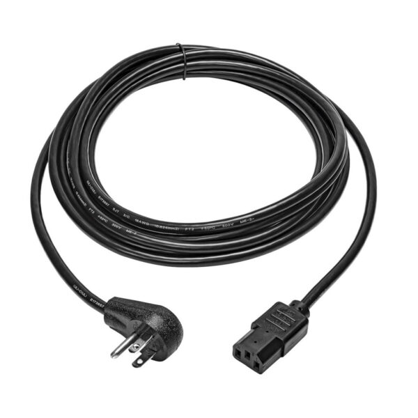 Tripp Lite series Desktop Computer AC Power Cord, Right-Angle NEMA 5-15P to C13 - 10A, 125V, 18 AWG, 15 ft. (4.57 m), Black