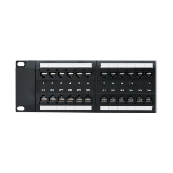 Tripp Lite series 48-Port Cat6 Patch Panel - 4PPoE Compliant, 110/Krone, 568A/B, RJ45 Ethernet, 2U Rack-Mount, Black, TAA