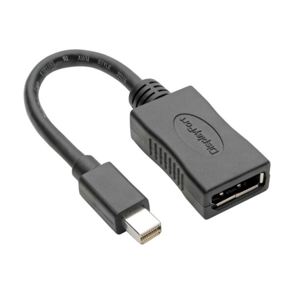 Tripp Lite series Keyspan Mini DisplayPort to DisplayPort Adapter, 4K 60 Hz, Black (M/F), 6-in. (15.24 cm)
