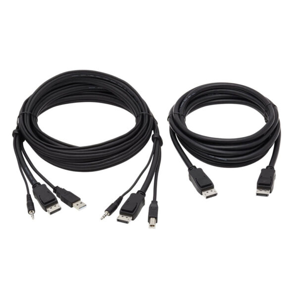Tripp Lite series Dual DisplayPort KVM Cable Kit - DP, USB, 3.5 mm Audio (3xM/3xM) + DP (M/M), 4K, 4:4:4, 10 ft. (3.05 m), Black