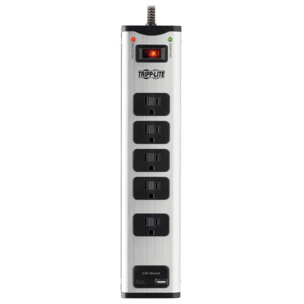 Tripp Lite TLM506USBC surge protector Black, Silver 5 AC outlet(s) 120 V 1,83 m