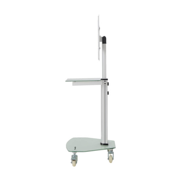 Tripp Lite series Premier Rolling TV Cart for 32” to 55” Displays, Frosted Glass Base and Shelf, Locking Casters, White