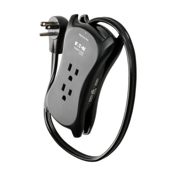 f25b894b12521a1009950a31efdcfb82 Tripp Lite series Protect It! 3-Outlet Travel-Size Surge Protector - 5-15R Outlets, 2 USB Ports, 5-15P Input, 1050 Joules, Black