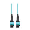 Tripp Lite series 100G Multimode 50/125 OM4 Fiber Optic Cable (12F MPO/MPO-PC F/F), Type-A Polarity, OFNP, Aqua, 5 m (16.4 ft.), TAA