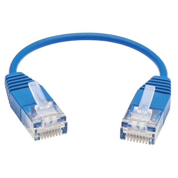 Tripp Lite series Cat6a 10G Molded Ultra-Slim UTP Ethernet Cable (RJ45 M/M), Blue, 6-in. (15.24 cm)