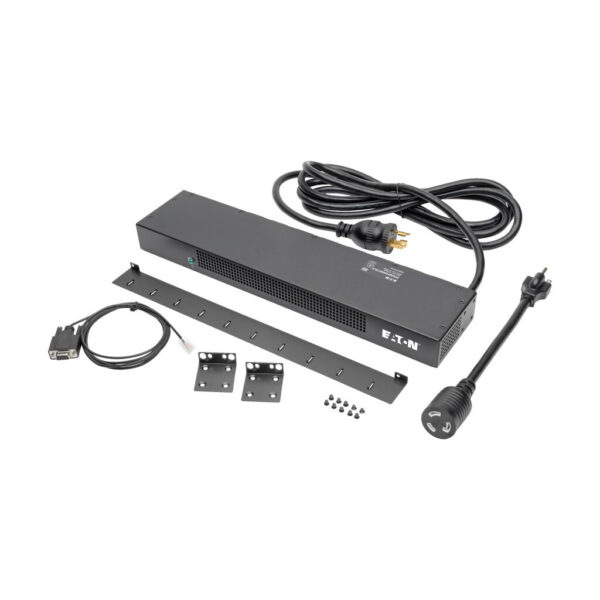 Eaton 1.9kW Single-Phase Switched PDU, LX Interface, 120V Outlets (8 5-15/20R), NEMA L5-20P/5-20P input, 12 ft. (3.66 m) Cord, 1U Rack, TAA