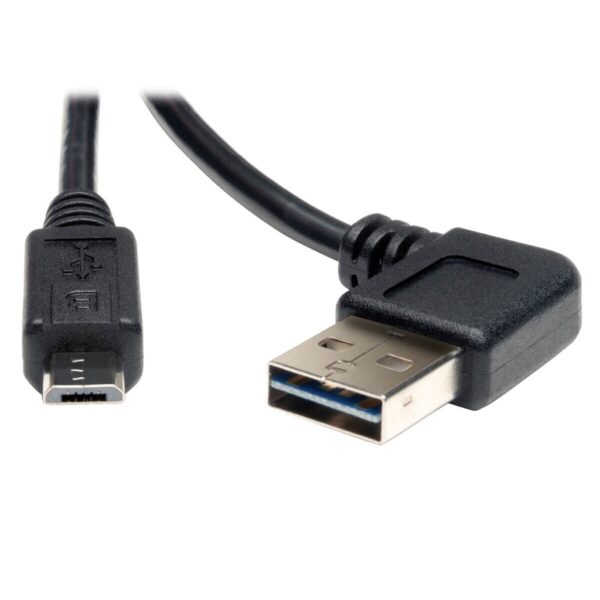 f3152a2f86d4e001d32a6a1292545359 Tripp Lite series Universal Reversible USB 2.0 Cable (Reversible Right / Left-Angle A to Micro-B M/M), 3 ft. (0.91 m)