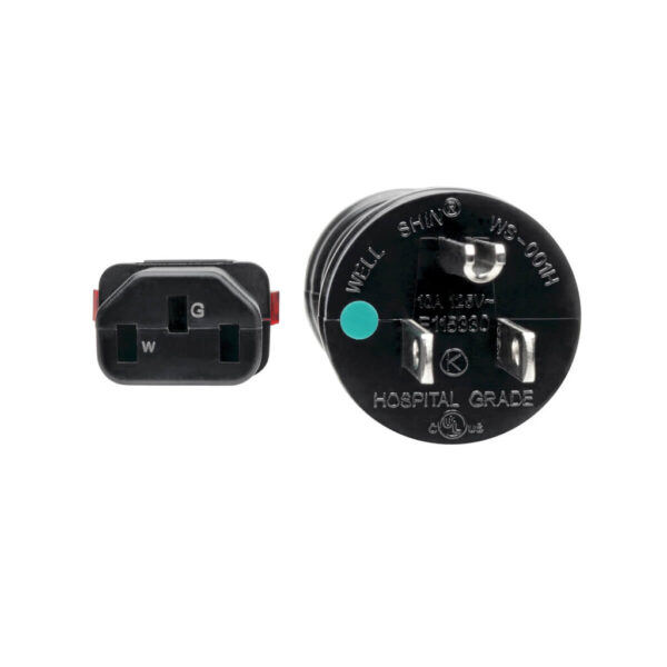 Tripp Lite series Hospital-Grade Power Cord, NEMA 5-15P to Locking IEC C13 - Green Dot, 10A, 125V, 18 AWG, 10 ft. (3.05 m), Black
