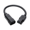 Tripp Lite series Heavy-Duty PDU Power Cord, C13 to C14 - 15A, 250V, 14 AWG, 1 ft. (0.31 m), Black - P005-12N