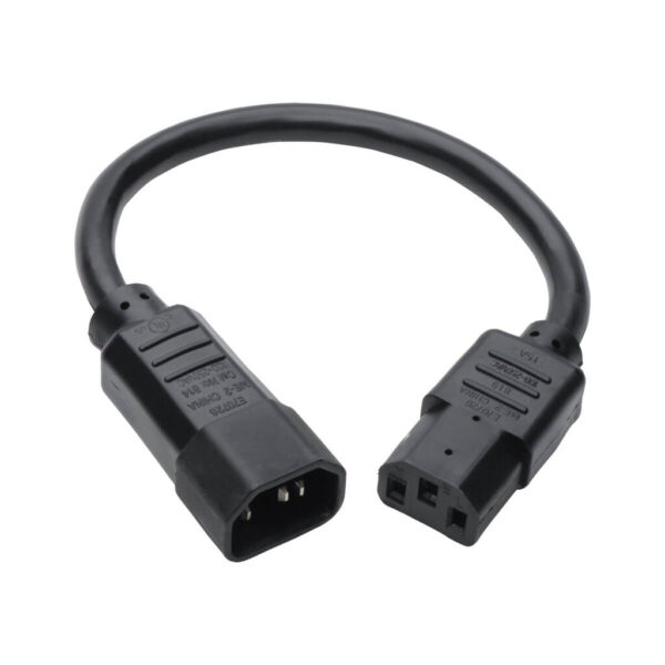 Tripp Lite series Heavy-Duty PDU Power Cord, C13 to C14 - 15A, 250V, 14 AWG, 1 ft. (0.31 m), Black - P005-12N