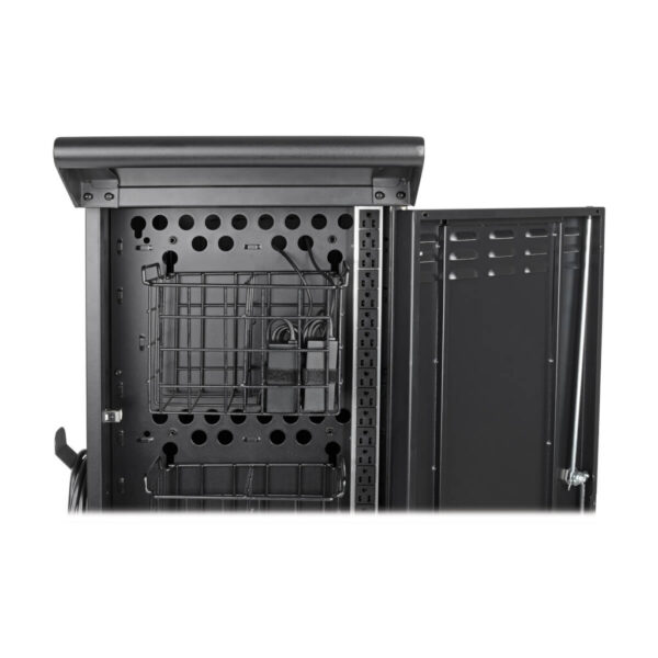 f3e7c726c81e63529e04e2cba36c8d04 Tripp Lite series 27-Device AC Charging Cart for Laptops and Chromebooks - 120V, NEMA 5-15P, 10 ft. (3.05 m) Cord, Black