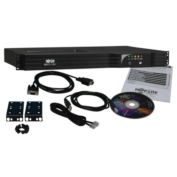 TAA SmartPro 120V 1kVA 800W Line-Interactive Sine Wave UPS, 1U Rack/Vertical, Network Card Options, USB, 6 Outlets