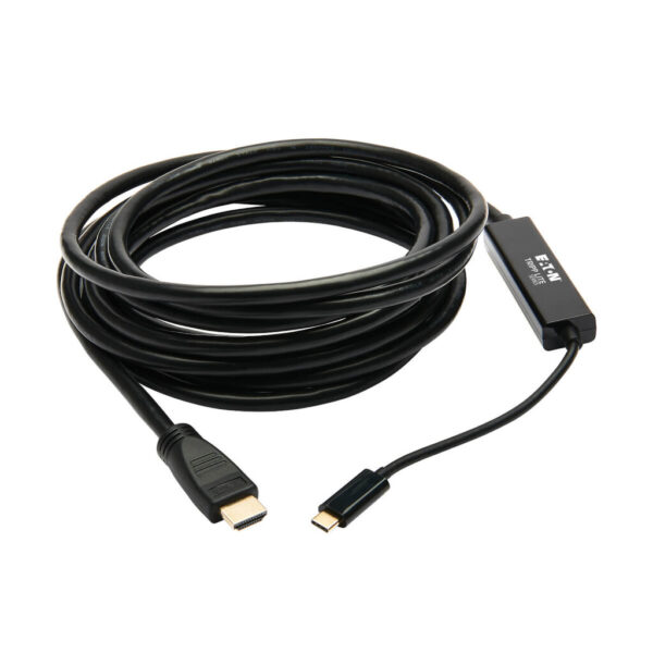 Tripp Lite series USB-C to HDMI Active Adapter Cable (M/M), 4K 60 Hz, 4:4:4, HDCP 2.2, Mid-Cable Adapter, Black, 15 ft. (4.6 m)