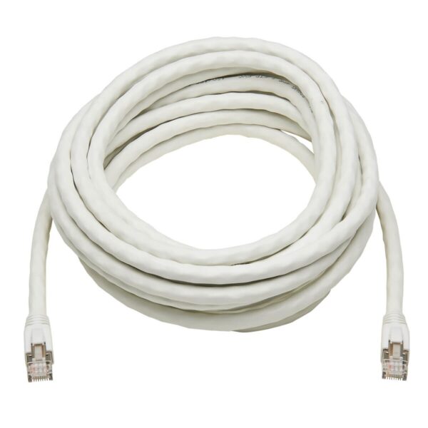 Tripp Lite series Cat8 25G/40G Certified Snagless Shielded S/FTP Ethernet Cable (RJ45 M/M), PoE, White, 20 ft. (6.09 m), TAA