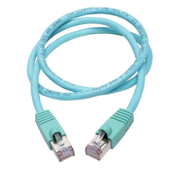 f5063a969c76b3071fbf9c683ea92ea6 Tripp Lite series Cat6a 10G Snagless Shielded STP Ethernet Cable (RJ45 M/M), PoE, Aqua, 3 ft. (0.91 m)