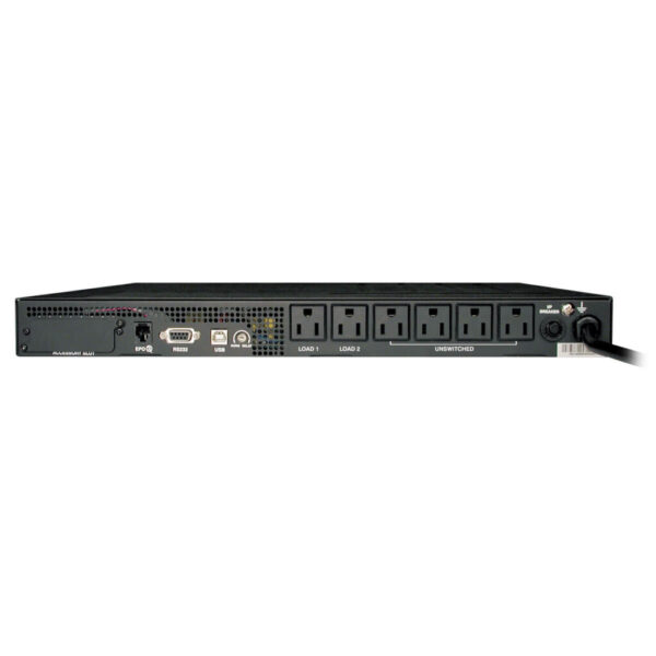 TAA SmartPro 120V 1kVA 800W Line-Interactive Sine Wave UPS, 1U Rack/Vertical, Network Card Options, USB, 6 Outlets