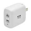 f54cad7f94b489edbd36e5e604fc6d1c Tripp Lite series Dual-Port Compact USB-C Wall Charger - GaN Technology, 40W PD Charging (20W+20W or 30W), White