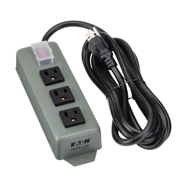 Tripp Lite series Industrial Power Strip, 3-Outlet, 9 ft. (2.7 m) Cord, NEMA 5-15P Plug, Switch Guard