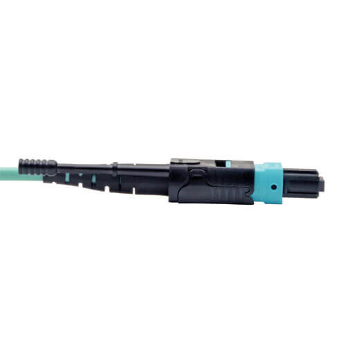 f61d22f26a1dad390b17e27b83fa8ba6 Tripp Lite series MTP/MPO Fan-out Cable with Push/Pull Tab Connectors, MTP/MPO to 4xLC, 40GbE, 40GBASE-SR4,OM3 Plenum-rated - Aqua, 1M (3.28 ft.)