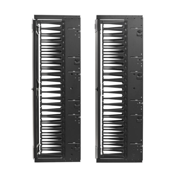 f6d1f7bd9232272752a19169568f2602 Tripp Lite series High-Capacity Vertical Cable Manager - Deep Double Finger Duct with Cover, Single Sided, 12 in. Wide, Black, 7 ft. (2.2 m)