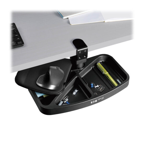 Tripp Lite series Under-Desk Clamp-On Storage Tray with Built-In Mouse Pad and Wrist Rest