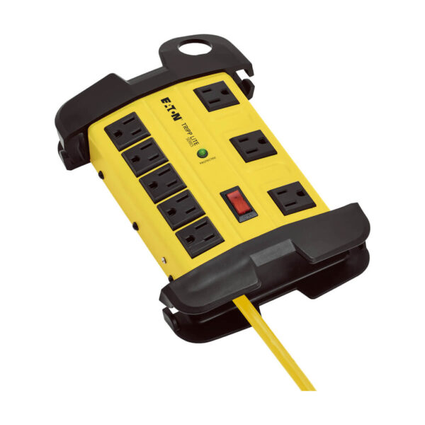 f786e2c90f44df87c5e6cbf577510ff7-1 Tripp Lite series Protect It! 8-Outlet Industrial Safety Surge Protector, 12 ft. Cord, 1500 Joules, Cord Wrap, Hang Holes